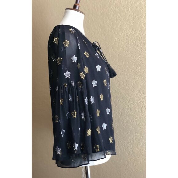 Rebecca Minkoff Womens Black Chiffon Top Size S - Picture 11 of 12